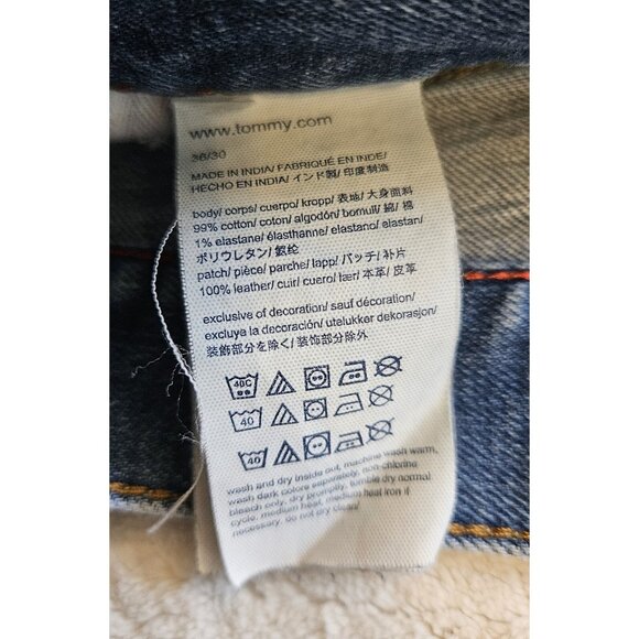 Tommy Hilfiger Blue Original Straight Slim Fit Jeans W36 L30 Distressed - Picture 7 of 9